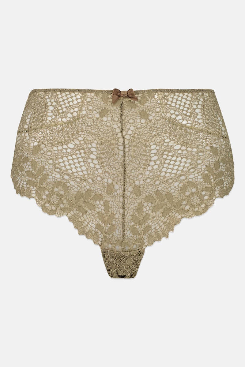 Etam Women Embroidered Lace Shorty Panty, Olive - Image 3